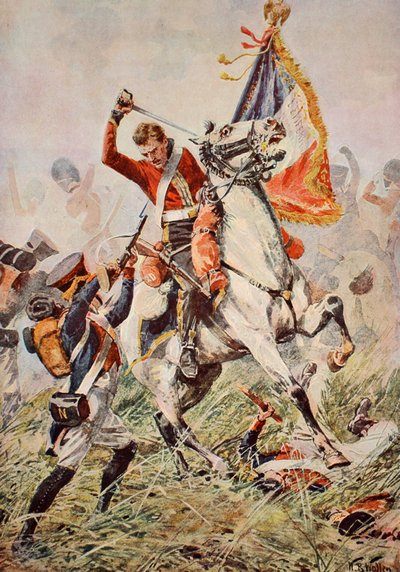 Sergeant Ewart vangt de Adelaar bij Waterloo, illustratie uit 